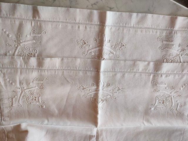 Antico lenzuolo matrimoniale + federe ricamo