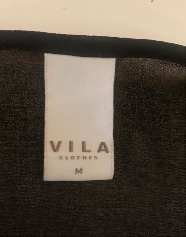 Blusa transparente negra con bordado frontal