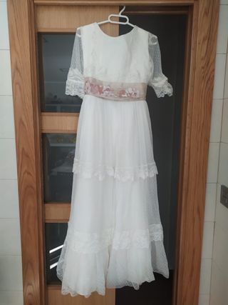vestido de comunion niña,con corona