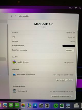 MacBook Air M1 16Gb/512 SSD 13” (finales 2022)