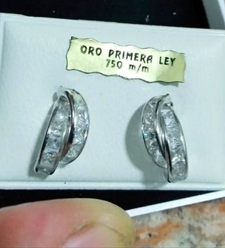 Pendientes boda oro blanco 18 kilates y circonitas