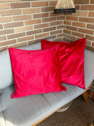 2 fundas de cojín terciopero rojo 60 x 60
