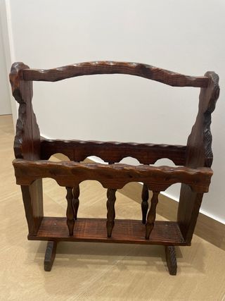 Revistero de madera antiguo vintage nuevo
