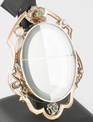 Broche antiguo porta fotos oro amarillo 14k