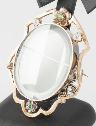 Broche antiguo porta fotos oro amarillo 14k