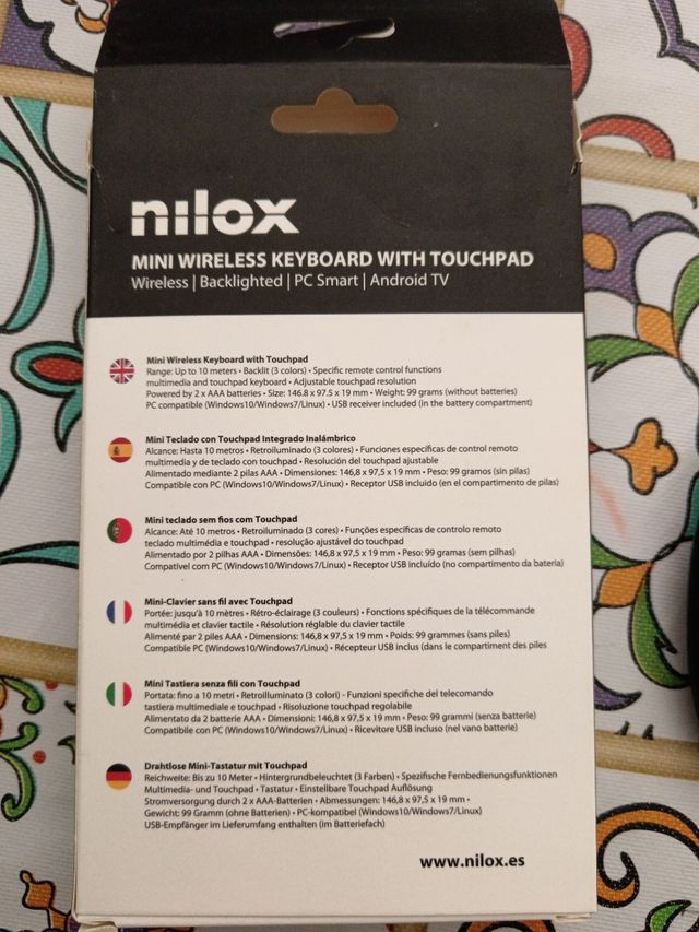 Teclado con ratón inhalambrico