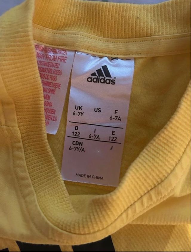 camiseta adidas amarilla niño
