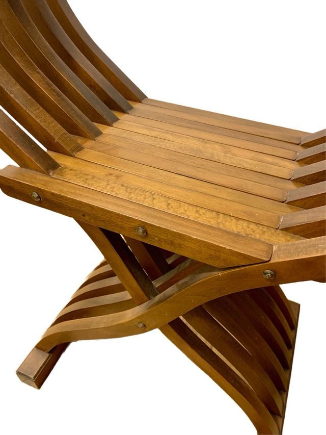 Sedia Savonarola vintage in noce, Italia, anni '70