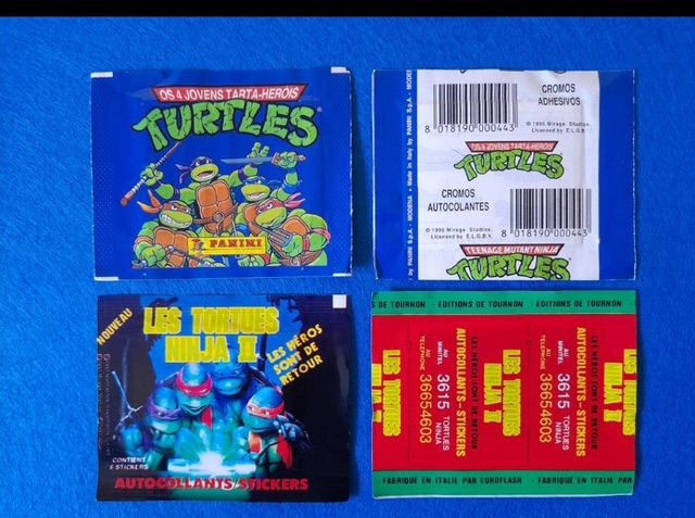 4 sobres antiguos Tortuga Ninja+cordones