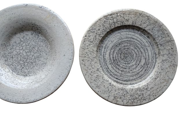 Jarrón y platos de cerámica raku Raffaele Piccoli