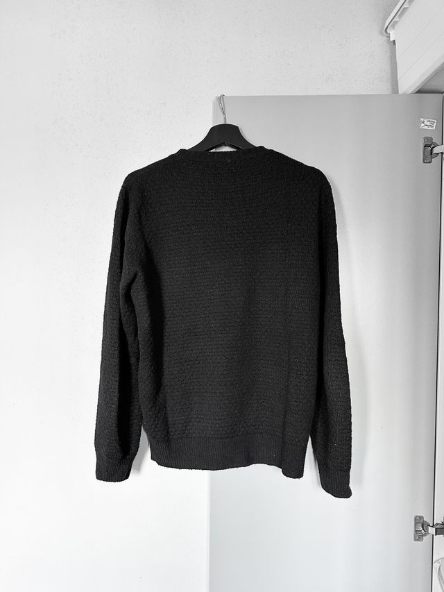 Pullover Clayton a girocollo nero intrecciato uomo
