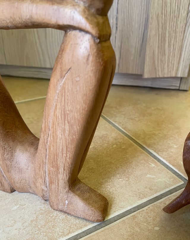 Buddha Statuetta Legno Scultura Pensatore Africano