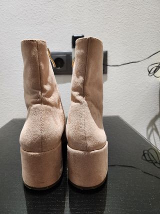 Botin Serraje Rosa Palo y Negro. Talla 37
