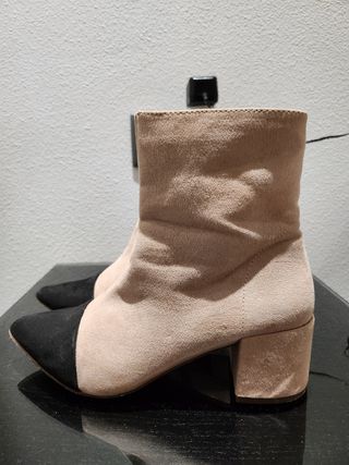 Botin Serraje Rosa Palo y Negro. Talla 37