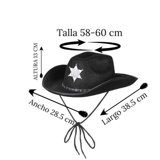 2pcs Sombrero Cowboy Pañuelo Vaquero Adulto Negro