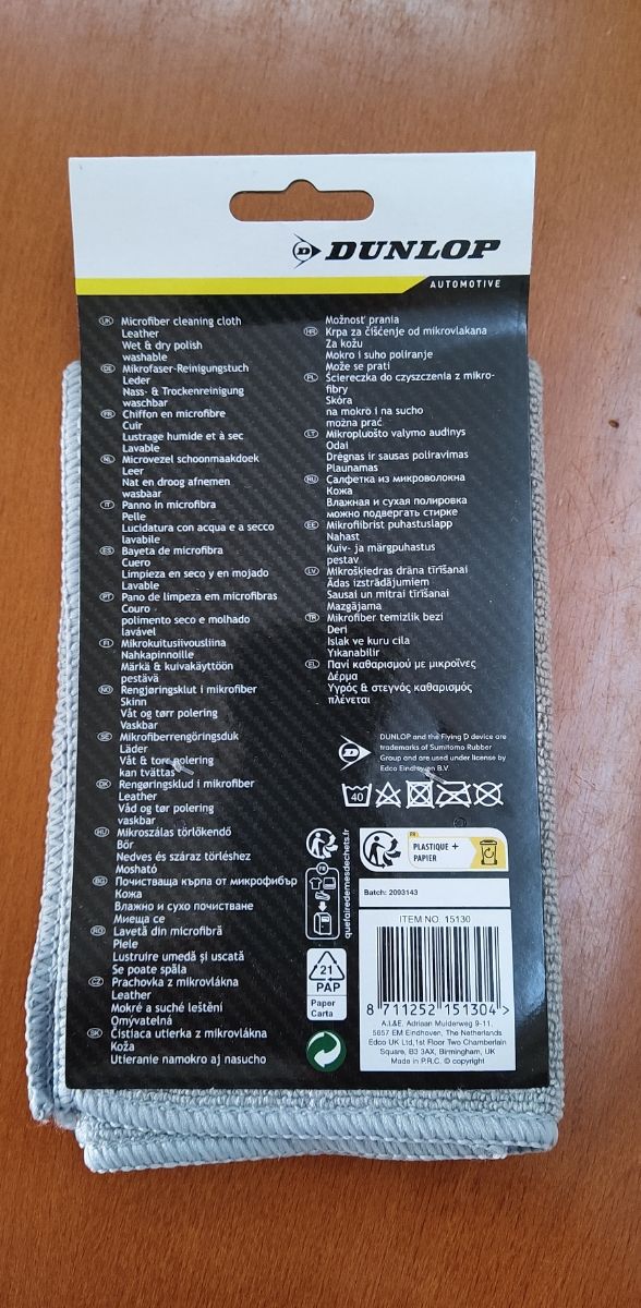 Bayeta micro fibra DUNLOP limpiéza