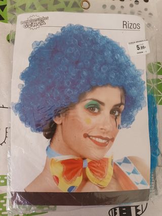 Peluca rizada azul