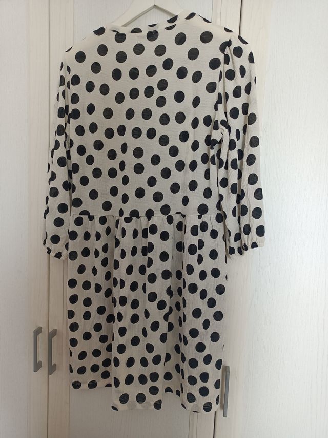 Vestito a pois manica tre quarti