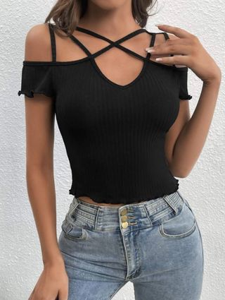Top filis tirantes finos negro elástico