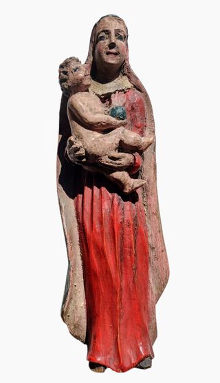 Figura barroca Virgen con Niño – siglo XVIII, made