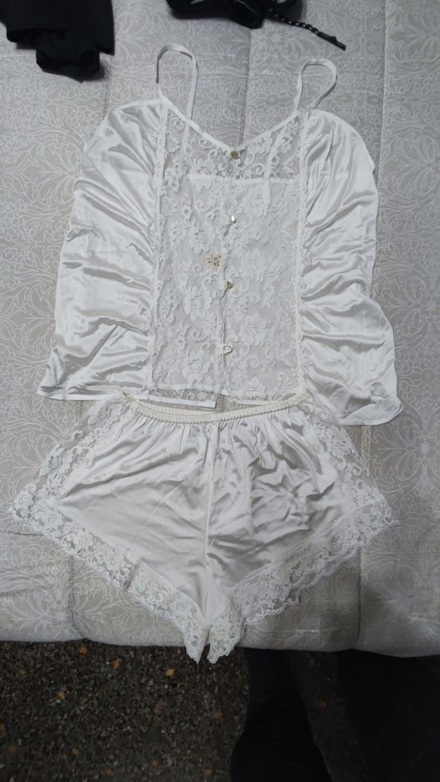 Lingerie con pizzo bianco completo donna