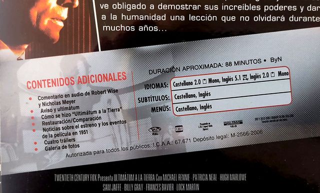 Pelicula Ultimatum a la Tierra. DVDs Ed. Especial