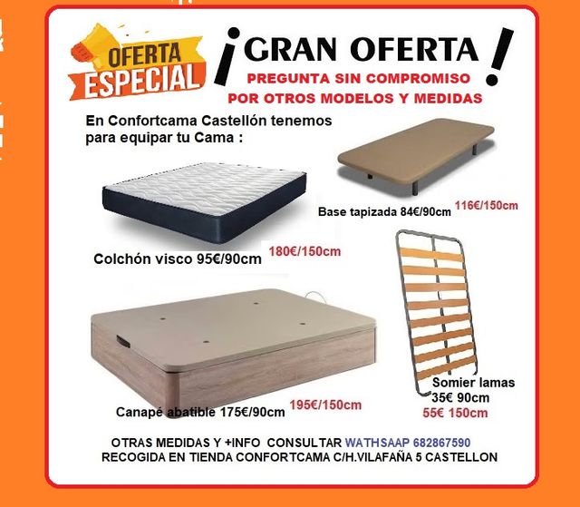 CANAPE abatible 90X190 CAMAS Y COLCHONES CASTELLON