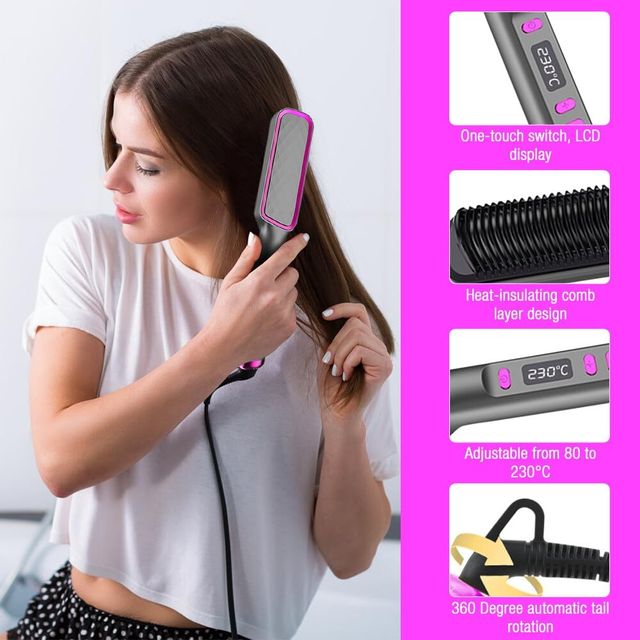 Escova alisadora de cabelos LCD