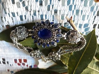 brazalete vintage estilo barroco azul 