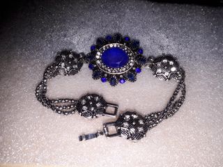 brazalete vintage estilo barroco azul 