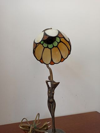 Lampada Tiffany con base in ottone vetro