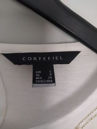 Cortefiel Blusa blanca de verano bordada talla S
