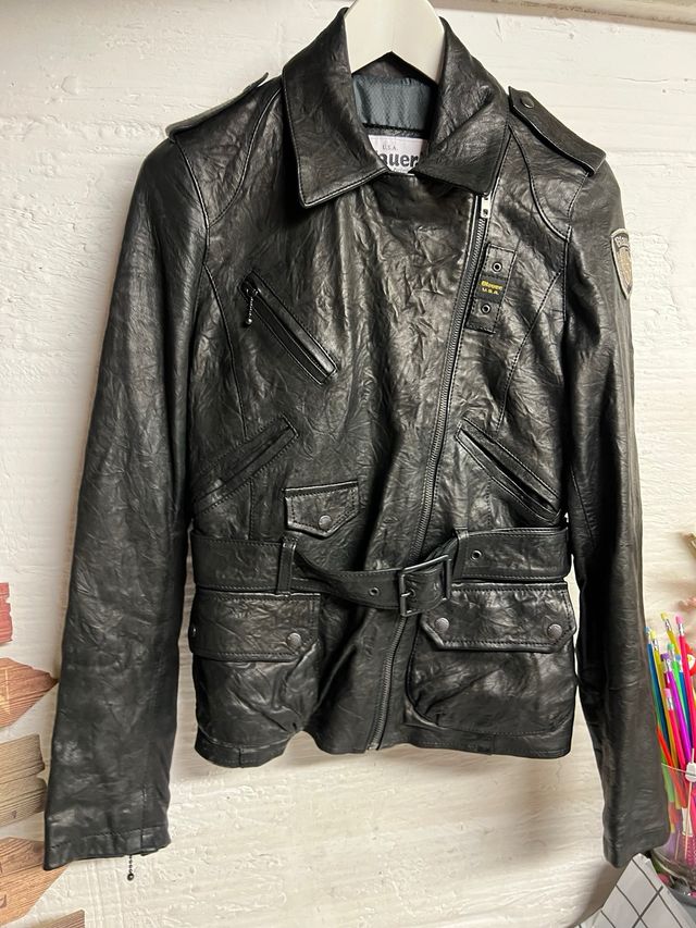 CHAQUETA PIEL  NEGRA BLAUER TALLA S