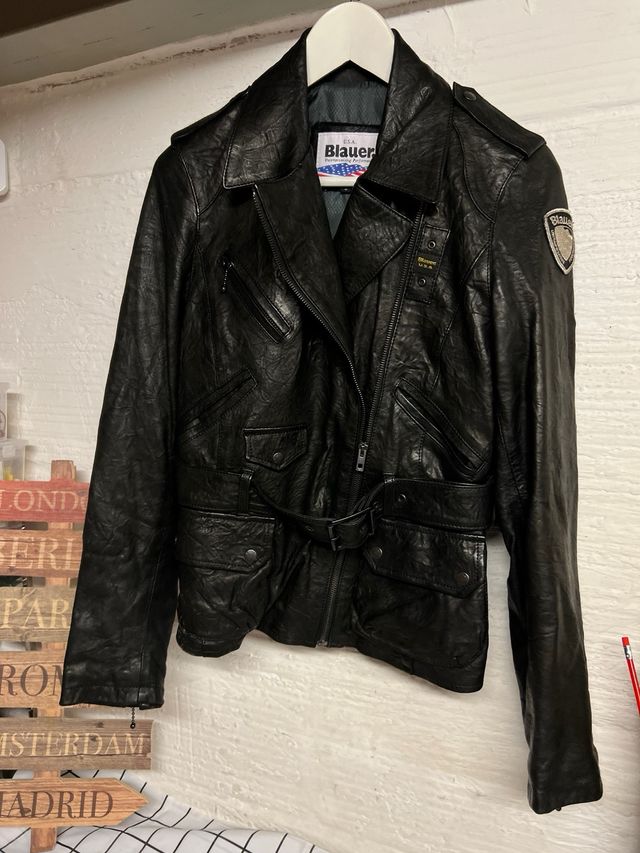 CHAQUETA PIEL  NEGRA BLAUER TALLA S
