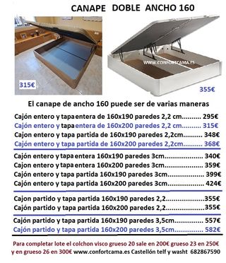 CANAPE CAMA MATRIMONIO 135 150 160