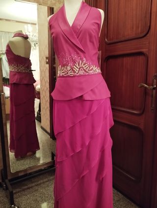 Conjunto fiesta , cuello solapa,espalda descubiert