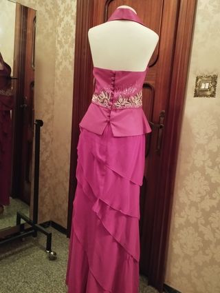 Conjunto fiesta , cuello solapa,espalda descubiert