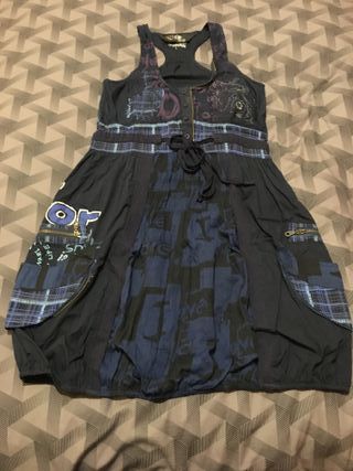 Vestido azul tirantes-DESIGUAL-Talla S