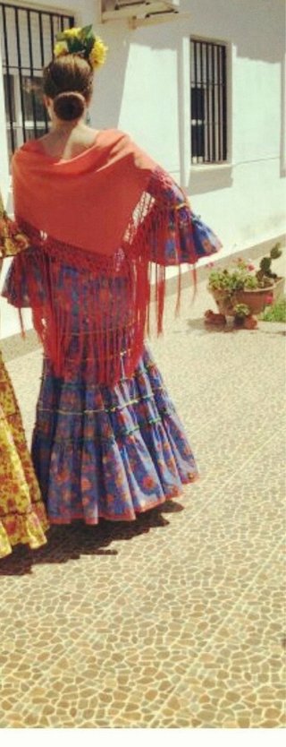 traje flamenca gitana azul flores