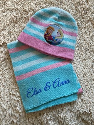 gorro y bufanda elsa niña 1-2 años