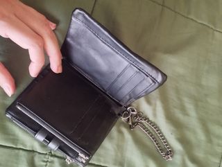 Cartera Monedero negro Rock Punk Metal cuero