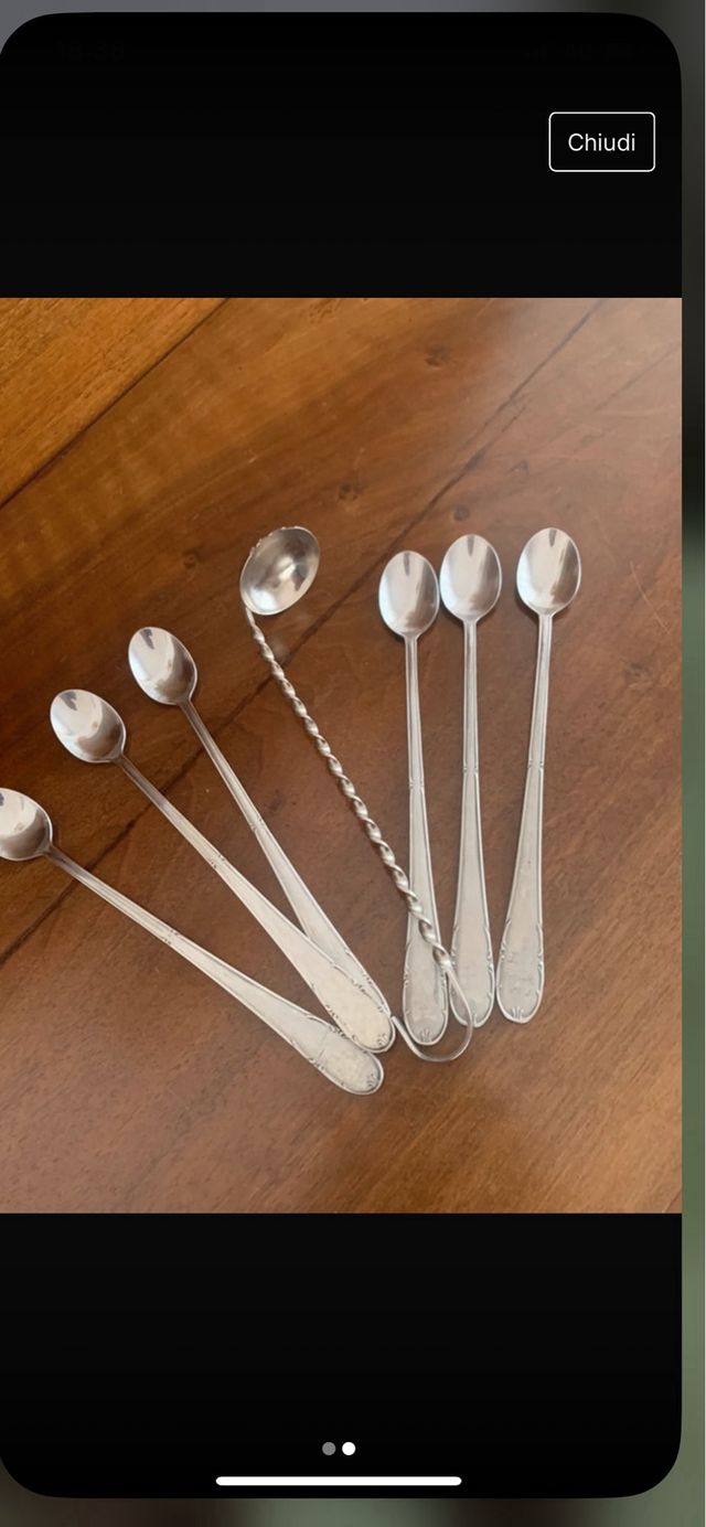 sette cucchiaini per aperitivi anni 60