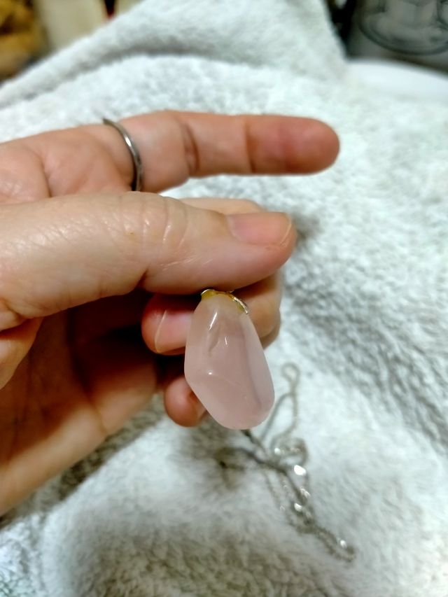 Anillo+Collar plata de Cuarzo Rosa