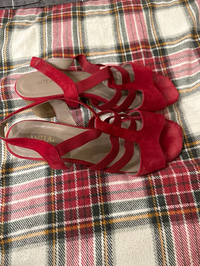 sandalia roja d ante y goma