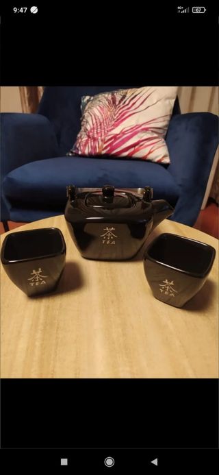 ULTIMO PRECIO Juego de tetera y dos tazas