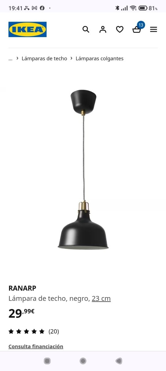 Lampada a sospensione RANARP