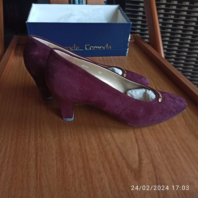 Scarpe donna in camoscio bordeaux