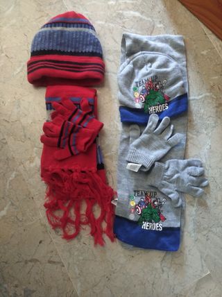 Gorro, bufanda y guantes
