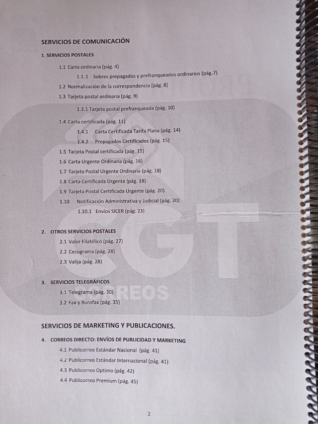 Tema oposiciones correos hasta el tema 6 ,con test