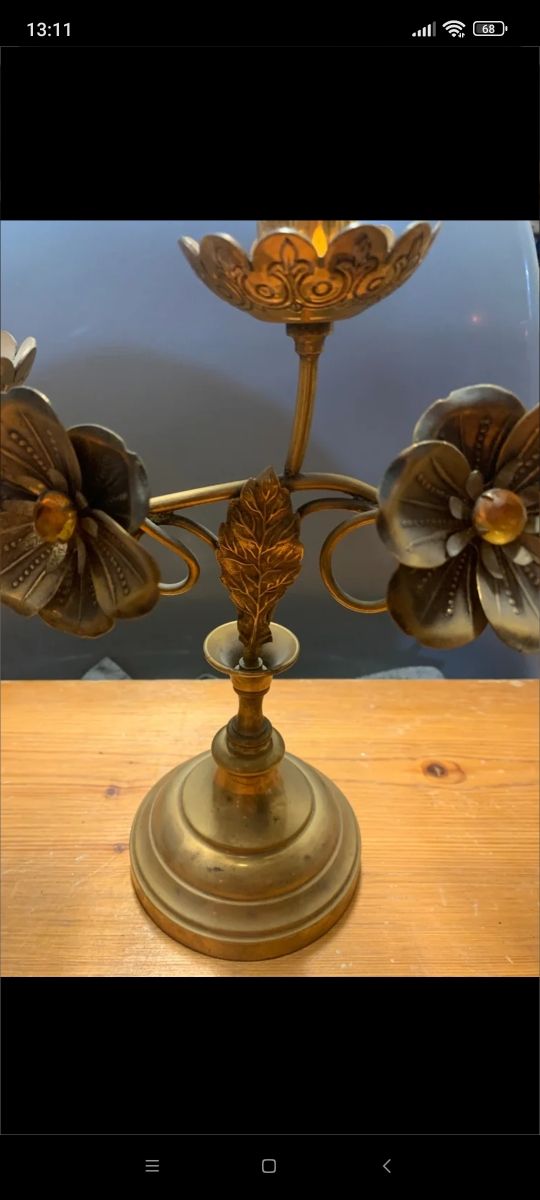 Antiguo candelabro bronce